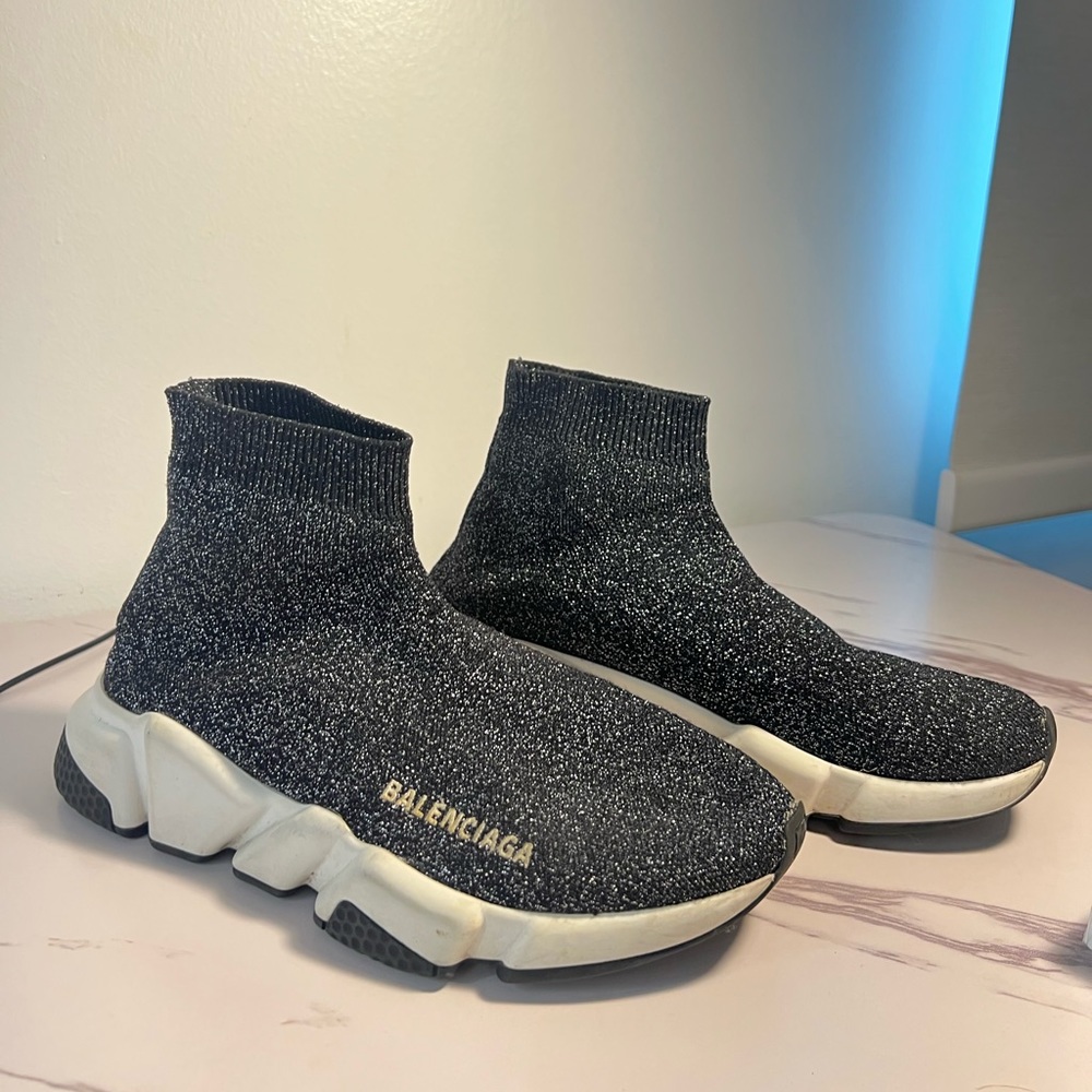 Balenciaga Glitter Speed Trainer Sock Sneakers